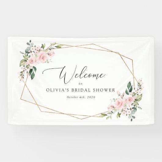 Blume, rosa Blume, Boho, Bridal Willkommen Banner (Horizontal)