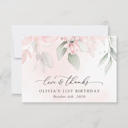 Blume, rosa Blume, Boho, Geburtstag Dankeskarte (Vorderseite)