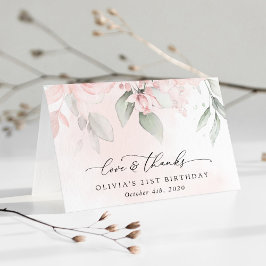 Blume, rosa Blume, Boho, Geburtstag Dankeskarte