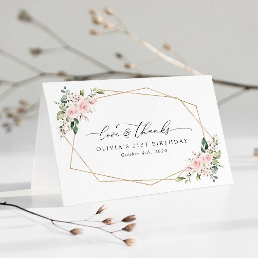 Blume, rosa Blume, Boho, Geburtstag Dankeskarte