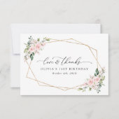 Blume, rosa Blume, Boho, Geburtstag Dankeskarte (Vorderseite)