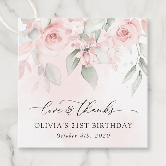 Blume, rosa Blume, Boho, Geburtstag Geschenkanhänger (Vorderseite)