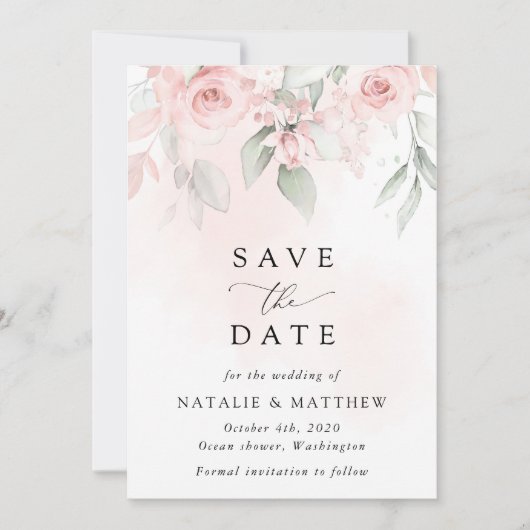 Blume, rosa Blume, Boho, Hochzeit Save The Date (Vorderseite)