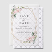 Blume, rosa Blume, Boho, Save the Date Pergament Einladungen (Versetzt (Einladung))