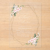 Blume, rosa Blume, Boho, süß 16 Acryleinladungen (Vorderseite)