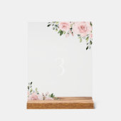 Blume, rosa Blume, Boho, Tischnummern Acrylschild (Vorderseite)