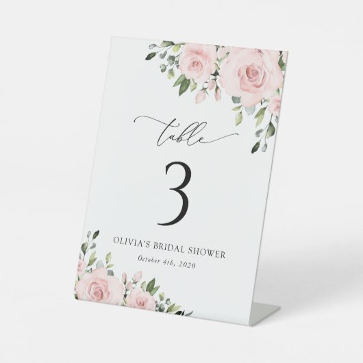 Blume, rosa Blume, Boho, Tischnummern Sockelschild (Vorderseite)