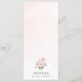Blume, rosa Blume, Brautparty Menükarte (Rückseite)