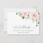 Blume, rosa Blume, Grünpflanzen, Geburtstag Dankeskarte (Vorderseite)