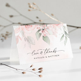 Blume, rosa Blume, Grünpflanzen, Hochzeit Dankeskarte