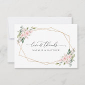 Blume, rosa Blume, Grünpflanzen, Hochzeit Dankeskarte (Vorderseite)