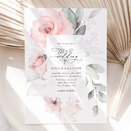 Blume, rosa Blume, Grünpflanzen, Hochzeit Einladung