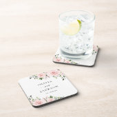 Blume, rosa Blume, Grünpflanzen, Hochzeit Getränkeuntersetzer (Rechte Seite)