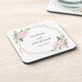 Blume, rosa Blume, Grünpflanzen, Hochzeit Getränkeuntersetzer (Linke Seite)