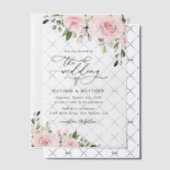 Blume, rosa Blume, Grünpflanzen, Hochzeit Pergament Einladungen (Versetzt (Einladung))