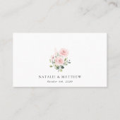 Blume, rosa Blume, Grünpflanzen, Hochzeit Platzkarte (Rückseite)