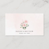 Blume, rosa Blume, Grünpflanzen, Hochzeit Platzkarte (Rückseite)