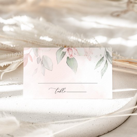 Blume, rosa Blume, Grünpflanzen, Hochzeit Platzkarte