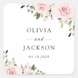Blume, rosa Blume, Grünpflanzen, Hochzeit Quadratischer Aufkleber