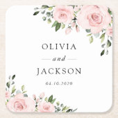 Blume, rosa Blume, Grünpflanzen, Hochzeit Rechteckiger Pappuntersetzer (Vorderseite)