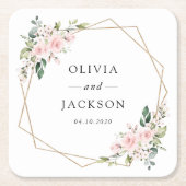 Blume, rosa Blume, Grünpflanzen, Hochzeit Rechteckiger Pappuntersetzer (Vorderseite)