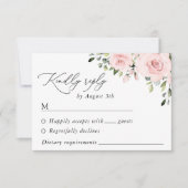 Blume, rosa Blume, Grünpflanzen, Hochzeit RSVP Karte (Vorderseite)