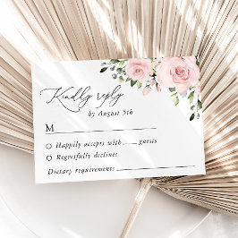 Blume, rosa Blume, Grünpflanzen, Hochzeit RSVP Karte
