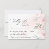 Blume, rosa Blume, Grünpflanzen, Hochzeit RSVP Karte (Vorderseite)