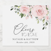 Blume, rosa Blume, Grünpflanzen, Hochzeit Schaumweinetikett (Einzelnes Label)