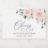 Blume, rosa Blume, Grünpflanzen, Hochzeit Schaumweinetikett (Einzelnes Label)