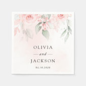 Blume, rosa Blume, Grünpflanzen, Hochzeit Serviette (Vorderseite)