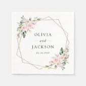 Blume, rosa Blume, Grünpflanzen, Hochzeit Serviette (Vorderseite)