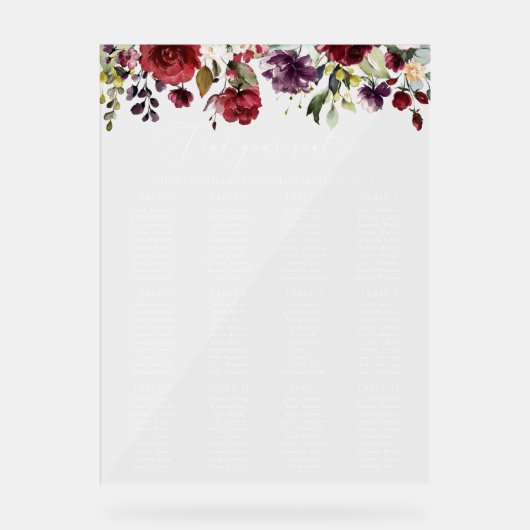 Blume, rosa Blume, Sitzdiagramm Acrylschild (Vorderseite)