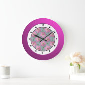 Blume Rosa Blumengarten Moderne Ziffern Große Wanduhr (Zuhause)