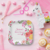 Blume Rosa Blumengarten Name Brautparty Pappteller (Party)