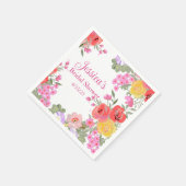 Blume Rosa Blumengarten Name Brautparty Serviette (Ecke)