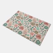 Blume rosa, botanisch-grünbraune Türmchen Fußmatte (Schrägansicht)