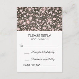 Blume Rosa braune rustikale Hochzeitskarten RSVP Karte