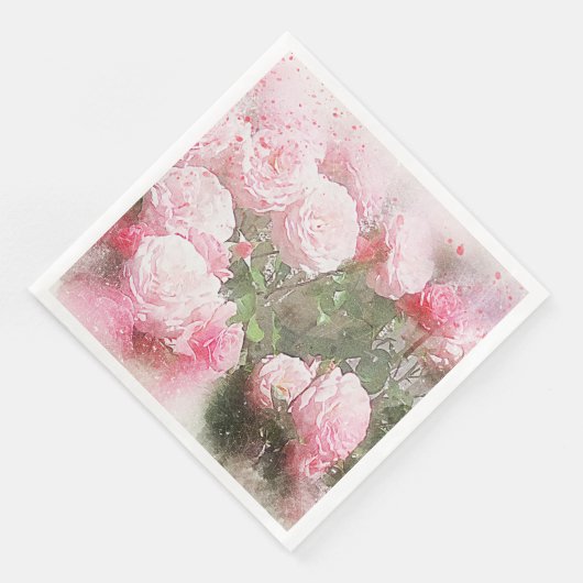 Blume Rosa Cabbage Rose Papier Abendessen Napkins Serviette (Ecke)