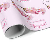 Blume Rosa Cherry Blossom Branches Happy Birthday Geschenkpapier (Rolleneckpunkt)