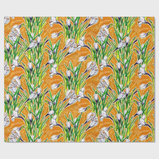 Blume Rosa Crocuses Geschenkpapier (Flach)