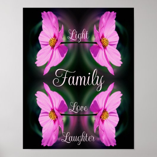 Blume Rosa Familie Abstrakt inspirierende Worte Poster (Vorne)