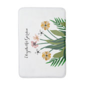 Blume Rosa Gelbe Wasserfarbe Bouquet Garden Badematte (Vorderseite Vertikal)