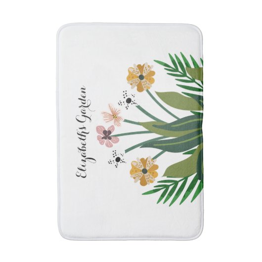 Blume Rosa Gelbe Wasserfarbe Bouquet Garden Badematte (Vorderseite Vertikal)