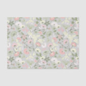 Blume Rosa grünes Blumenmuster Seidenpapier (Vorderseite)