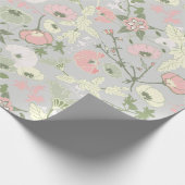 Blume Rosa Grünes botanisches Muster Geschenkpapier (Ecke)