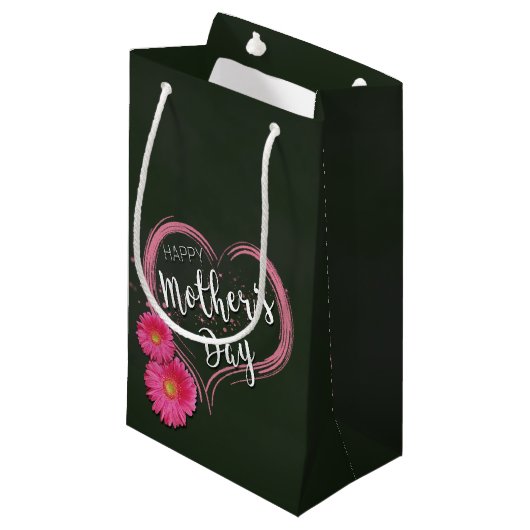 Blume Rosa Herz Muttertag - Kleine Geschenktasche Kleine Geschenktüte (Vorderseite Schrägansicht)