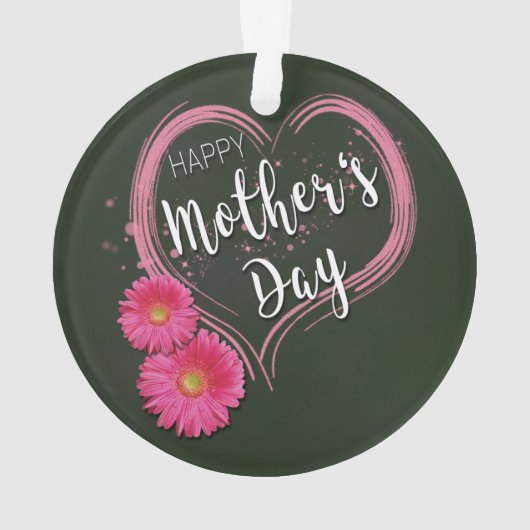 Blume Rosa Herz Muttertag - Ornament (Rückseite)