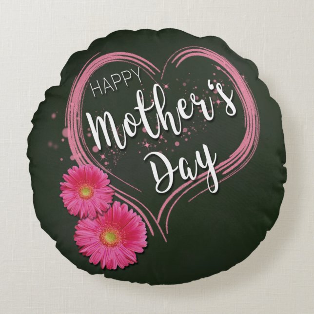 Blume Rosa Herzklopfen Muttertag - Rundkissen Rundes Kissen (Vorderseite)