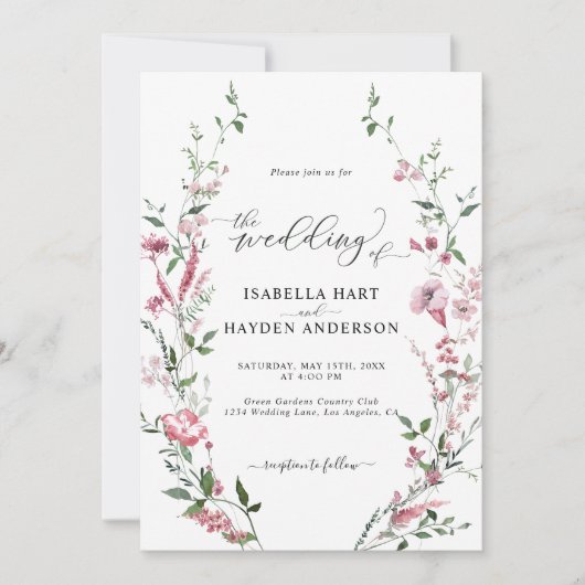 Blume rosa in einem QR-Code Einladung (Vorderseite)